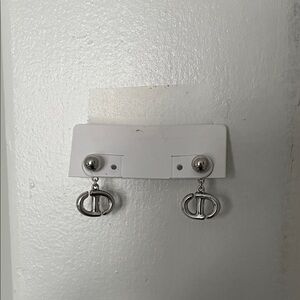 Dior Silver classic CD earrings